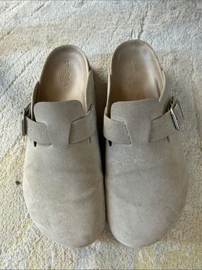 Men's Suede Slip-On Clog in Beige